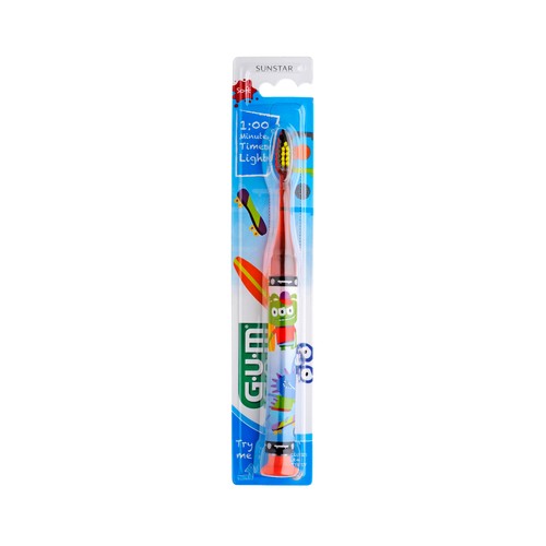 GUM Cepillo de dientesl infantil con luz (7 a 9 años) y filamentos suaves GUM Junior