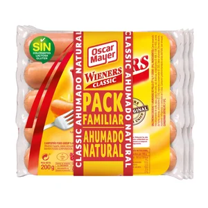 OSCAR MAYER Salchichas de cerdo y pollo, cocidas y con sabor ahumado pack 3x200 g. 