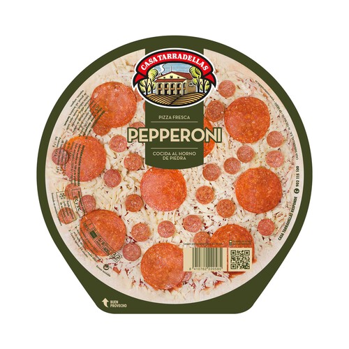 CASA TARRADELLAS Pizza fresca de pepperoni cocida al horno de piedra CASA TARRADELLAS 400 g.