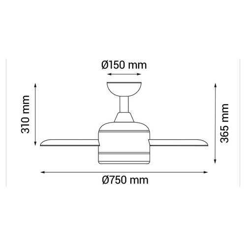 Ventilador de techo SULION Rosi, motor DC, diámetro 75cm, mando a distancia.