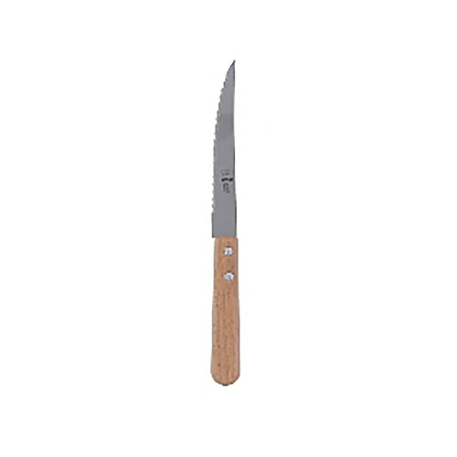 Cuchillo chuletero de 11 cm con mango de madera, acero inoxidable, ALCAMPO.