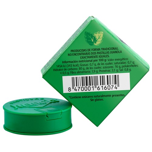 JUANOLA Pastillas de regaliz con sabor a hierbabuena, que aclaran la voz y refrescan la boca JUANOLA 5.4 g.
