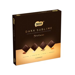NESTLÉ Surtido bombones chocolate negro, 70 % cacao NESTLÉ DARK SUBLIME 143 g.