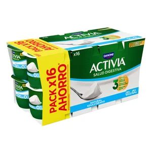 ACTIVIA Bífidus desnatado (0% materia grasa) y con sabor natural edulcorado 0% de Danone 16 x 120 g.