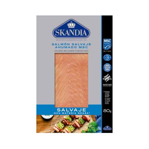 Salmón salvaje de Alaska ahumado MSC (Pesca sostenible certificada) SKANDIA 90 g