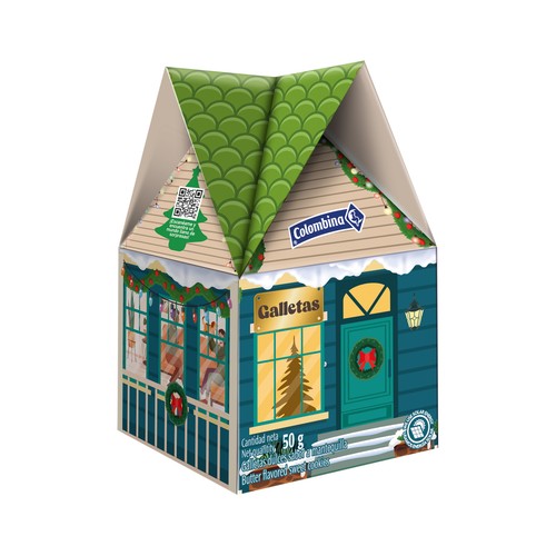 COLOMBINA Galleta mini casita de Navidad 50 g.