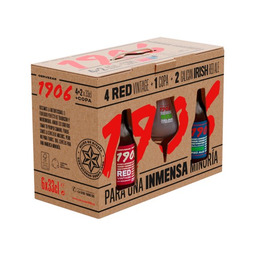 1906 Estuche de cervezas 6 uds. x 33 cl + + copa regalo