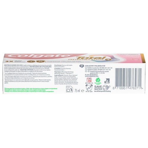 COLGATE Total prevención activa + Pasta de dientes para dientes sensibles 75 ml.