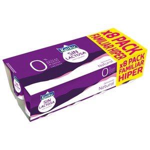 Yogur natural sin lactosa, sin azúcares añadidos y con 0% materia grasa 0% 8 x 125 g.