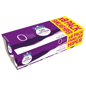 KAIKU Yogur natural sin lactosa, sin azúcares añadidos y con 0% materia grasa 0% 8 x 125 g.