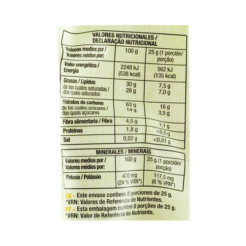 PRODUCTO ALCAMPO Chips de banana 200 g
