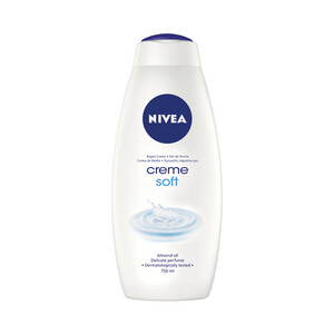 Gel de baño o ducha cremoso con aceite de almendras hidratante y delicada fragancia NIVEA Creme soft 750 ml.