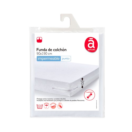 Funda de colchón ajustable impermeable, 135cm., ACTUEL.