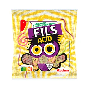 PRODUCTO ALCAMPO Bolsa con mix de golosinas ácidas, elaboradas con aromas y colorantes naturales 180 g.