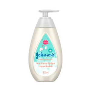 JOHNSON´S Cotton touch Loción hidratante corporal y facial con algodón, para bebés recién nacidos 500 ml.