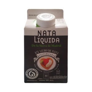 LA Colmenareña Nata Pasteurizada (38% Materia Grasa), para Montar o Cocinar 500 Ml.