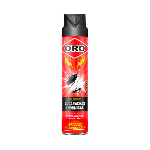 Spray para matar cucarachas y hormigas, permanente ORO 750 ml.
