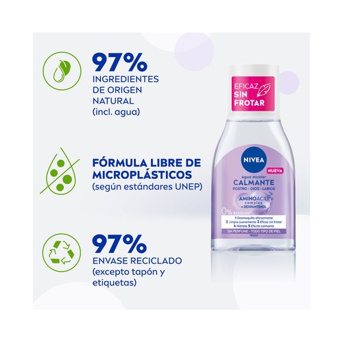NIVEA Aminoacid complex Agua micelar desmaquilladora de rostro y ojos, para todo tipo de pieles 100 ml.