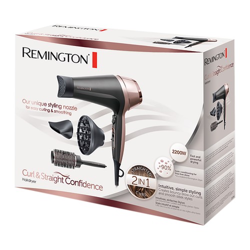 Secador de pelo REMINGTON Curl & Straight D5706, iónico, 2200W, 2 velocidades, 3 temperaturas.