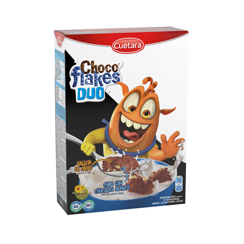 CUÉTARA Choco flakes duo Galletas de chocolate 350 g.