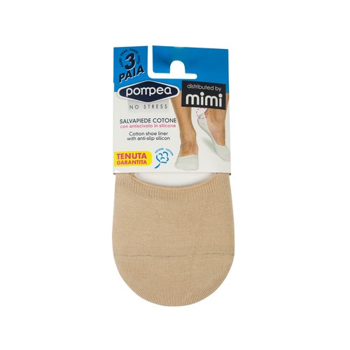 Pack de 3 pares de salvapies para hombre, POMPEA, color nude, talla 43/46.