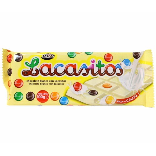 LACASITOS Chocolate blanco con Lacasitos, rico en calcio 100 g.