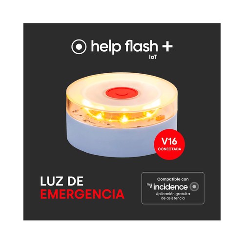 Baliza de Señalizacion de Emergencia V16 Conectada con DGT - Proteccion IP54. HELP FLASH LOT.