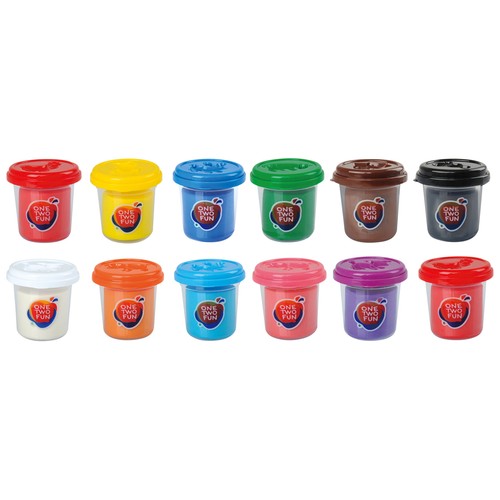 Conjunto de 12 botes de pasta moldear de colores, ONE TWO FUN ALCAMPO.