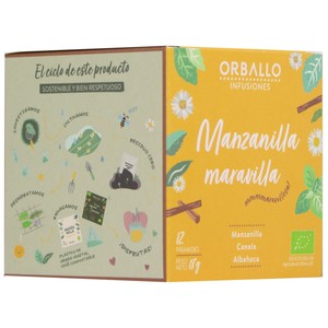 Imagen de ORBALLO Infusión ecológica de manzanilla con canela y albahaca 12 uds.