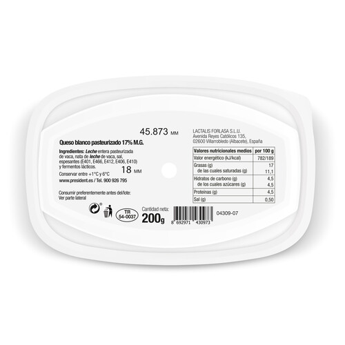 PRESIDENT Queso untable natural Bon Delice PRESIDENT Tarring de 200g.