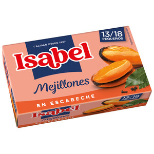 Imagen de ISABEL Mejillones frescos de campaña en escabeche, 13/18 piezas 69 g.