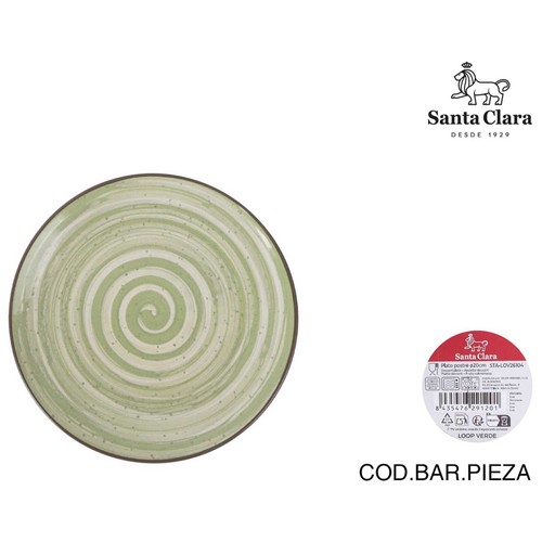 Plato postre 20cm melamina, modelo Loop verde. MONACO