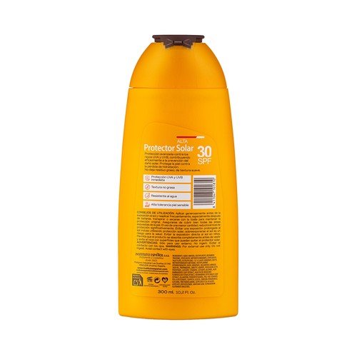 INSTITUTO ESPAÑOL Protector solar con aloe vera y FPS 30 (alto) 300 ml.