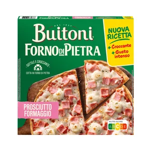 BUITONI Forno di piertra Pizza de jamón y queso con masa fina y crujiente 350 g.
