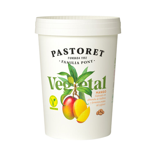 PASTORET Especialidad a base de almendra de Mallorca con mango y fermentos del yoghourt Vegetal 500 g.