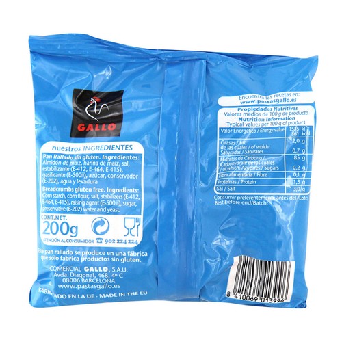 GALLO Pan rallado sin gluten 200 g.