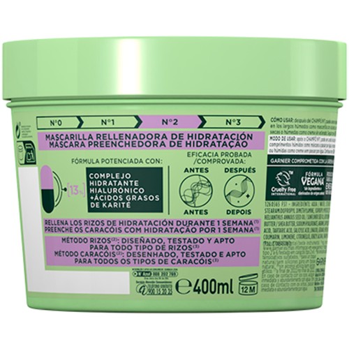 FRUCITS Método rizos nº2 de Garnier Mascarilla capilar hidratante de rizos 370 ml.