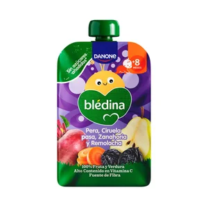 BLÉDINA de Danone Bolsita (pouch) de frutas y hortalizas (pera, ciruela pasa, zanahoria y remolacha), a partir de 8 meses 100 g.