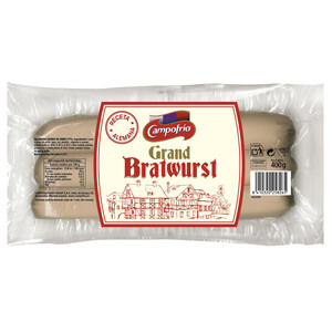 Imagen de CAMPOFRÍO Salchichas cocidas de cerdo tipo Bratwurst CAMPOFRÍO Grand 400 g.