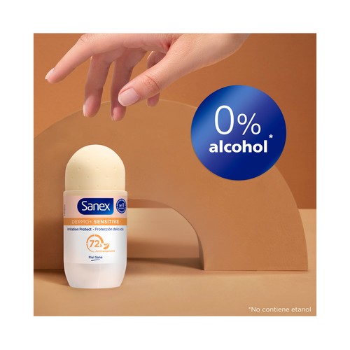 SANEX Dermo+ sensitive Desodorante roll on para mujer anti transpirante hasta 72 horas 50 ml.