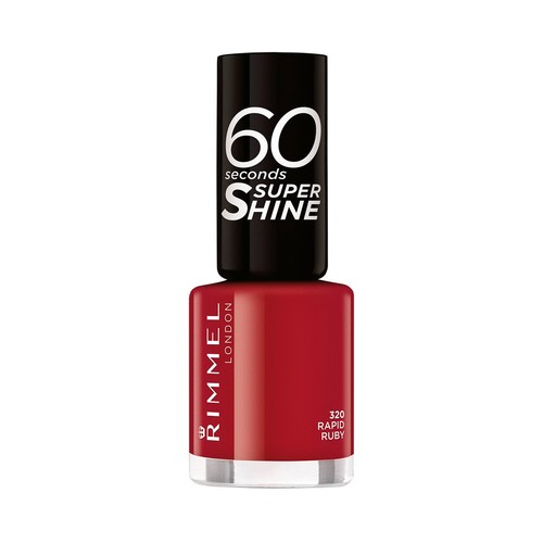 RIMMEL 60 seconds super shine tono 320 Rapid Rubi Esmalte de uñas con acabado brillante y larga duración (hasta 10 días).