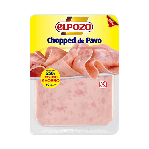 EL POZO Chopped de pavo, sin gluten y cortado en lonchas EL POZO 250 g.