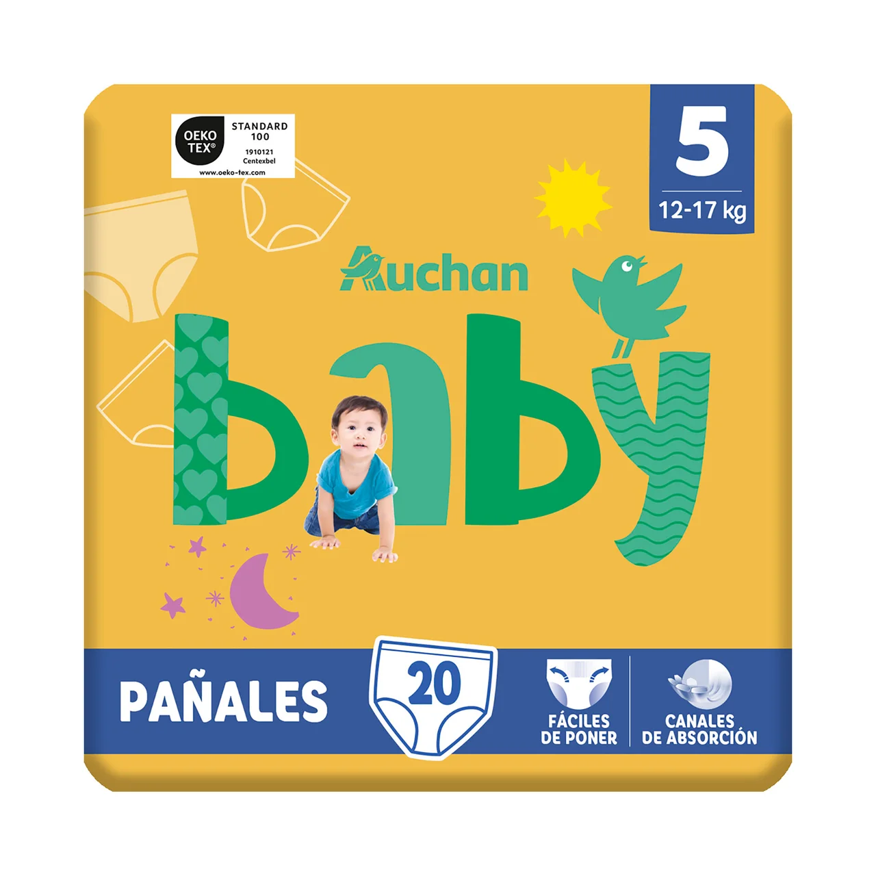 PRODUCTO ALCAMPO Baby Pants (braguitas) de aprendizaje talla 5 (12-17 kg) 20 uds.