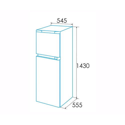 Frigorífico 2 puertas 143cm EDESA EFT-1432 ST WH, blanco, Cíclico, clasificación energética: E, H: 143cm, A: 54,5cm, F: 55,5cm, capacidad total: 206L.