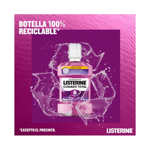 LISTERINE Cuidado total Enjuague bucal de uso diario con sabor a menta  2 x 1 l.