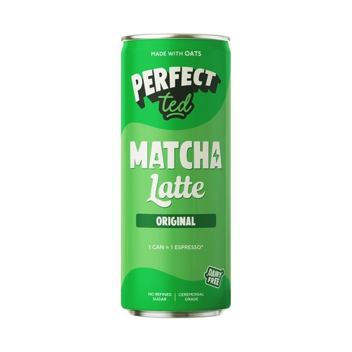 PERFECT TED Original Bebida de avena sin gluten con sabor a té matcha con leche lata 25 cl.
