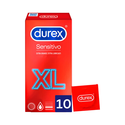 DUREX Preservativos extra lubricados y extra grandes DUREX Sensitivo XL 10 uds.