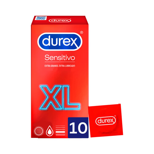 Preservativos extra lubricados y extra grandes DUREX Sensitivo XL 10 uds.
