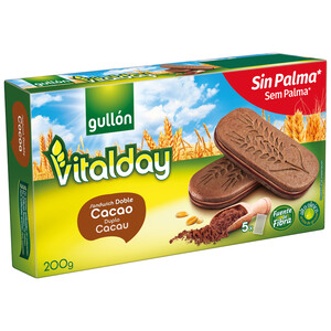 Imagen de GULLÓN Vitalday Galletas con chocolate rellenas de crema de cacao 200 g.