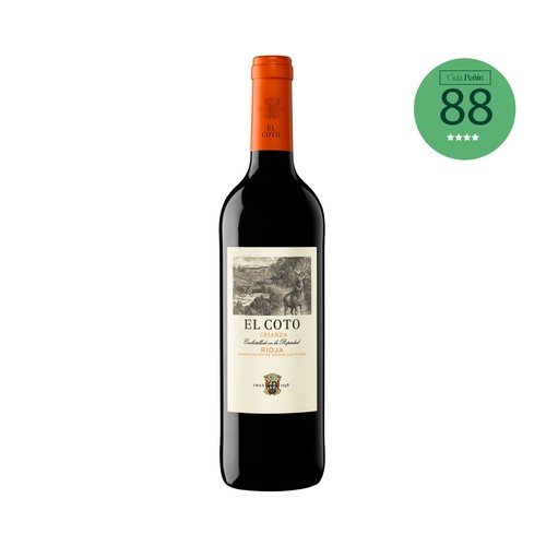 Vino tinto crianza con denominación de origen calificada Rioja EL COTO botella de 75 cl.